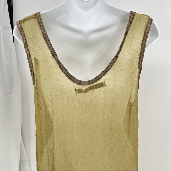 Cynthia Ashby Womens Sheer Green Silk Tulle Dress Size S Sleeveless Pockets - Picture 5 of 10